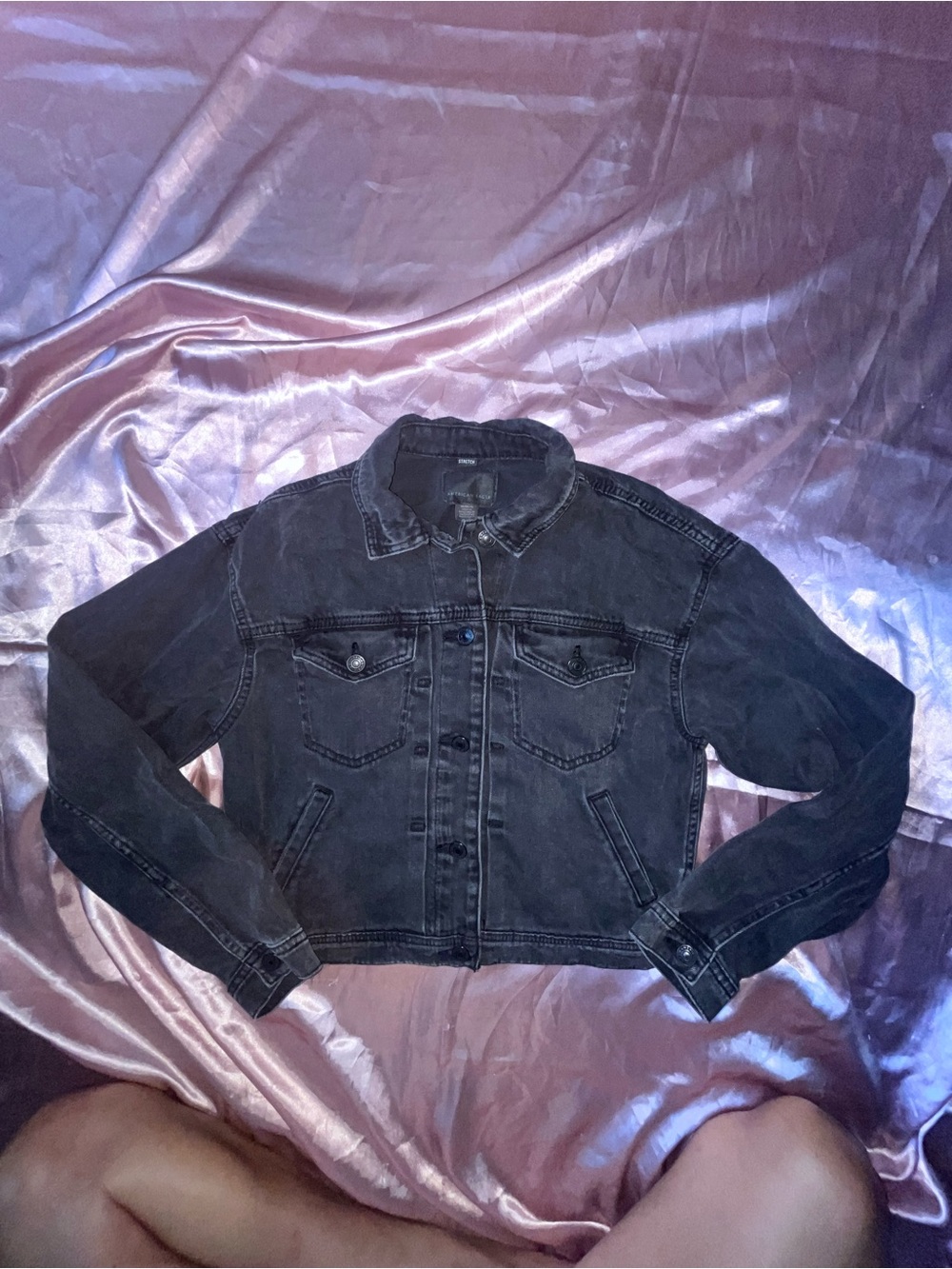 American Eagle Outfitters Washed Black Denim Jacket - Picture 2 of 10